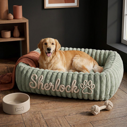 Personalisiertes, flauschiges Wolken-Hundebett mit weicher Umrandung