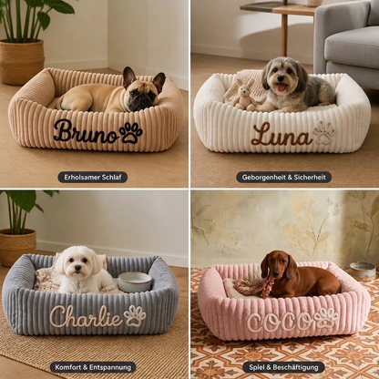 Personalisiertes, flauschiges Wolken-Hundebett mit weicher Umrandung