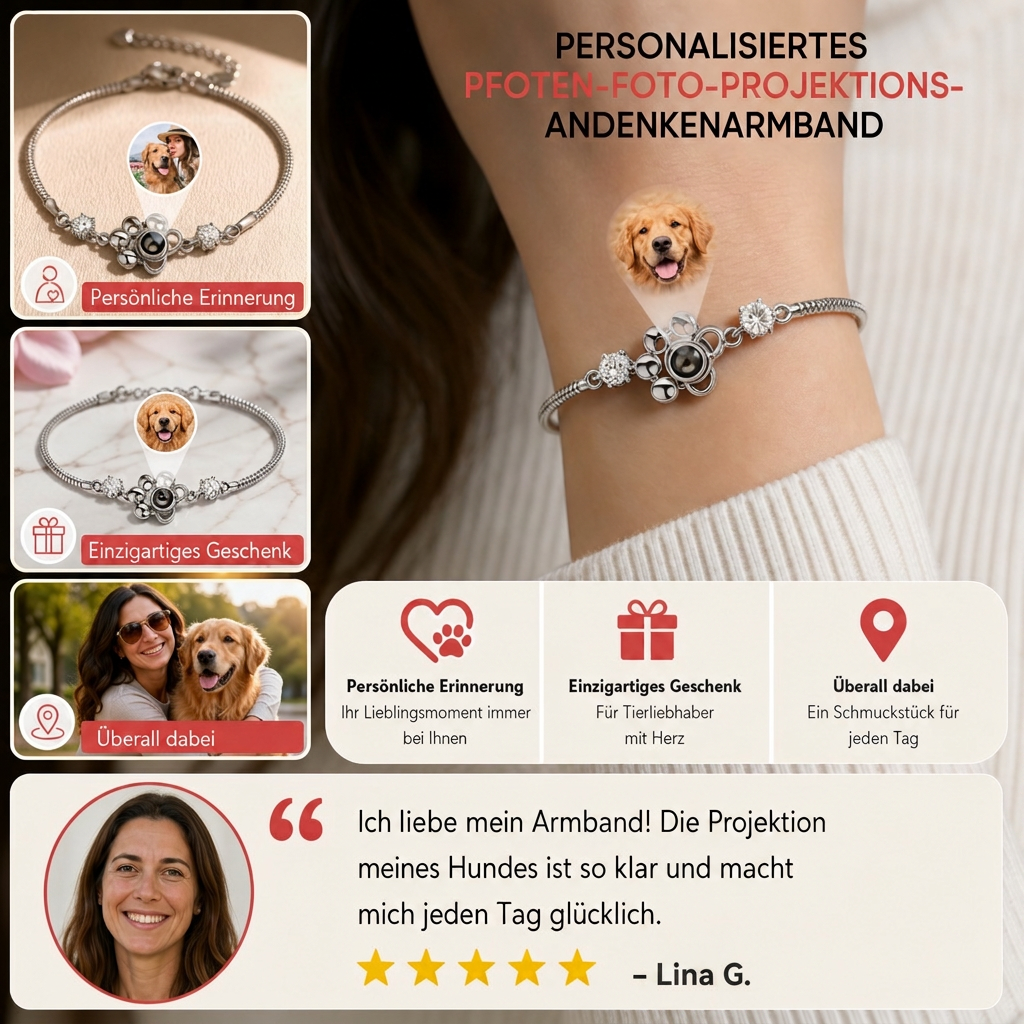 Personalisiertes Pfoten-Foto-Projektions-Andenkenarmband