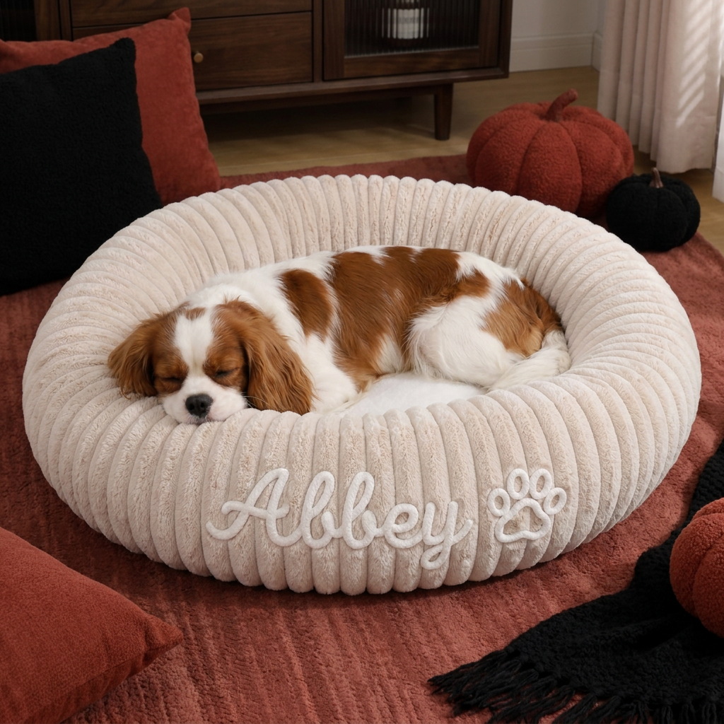 Personalisiertes Rundes Flauschiges Hundebett
