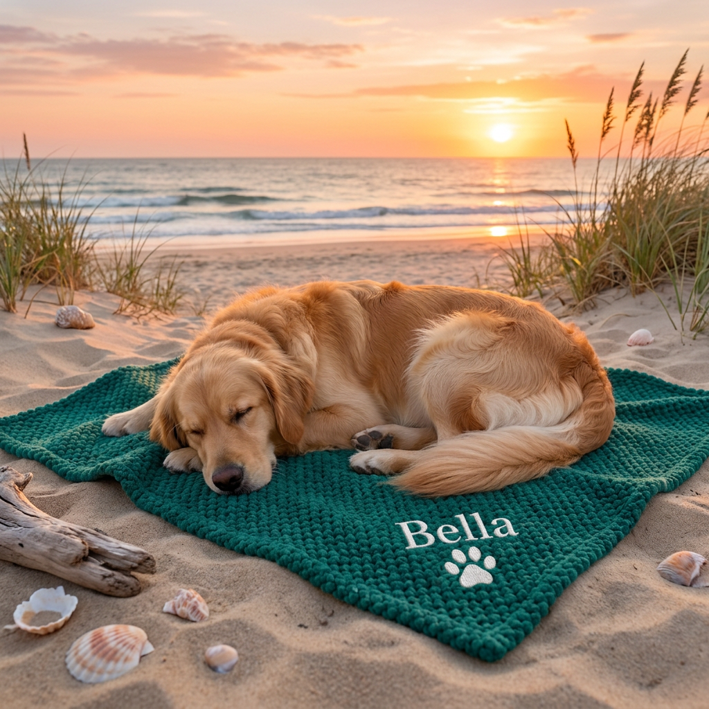 Personalisierte Flauschige Hundedecke Mit Individueller Stickerei