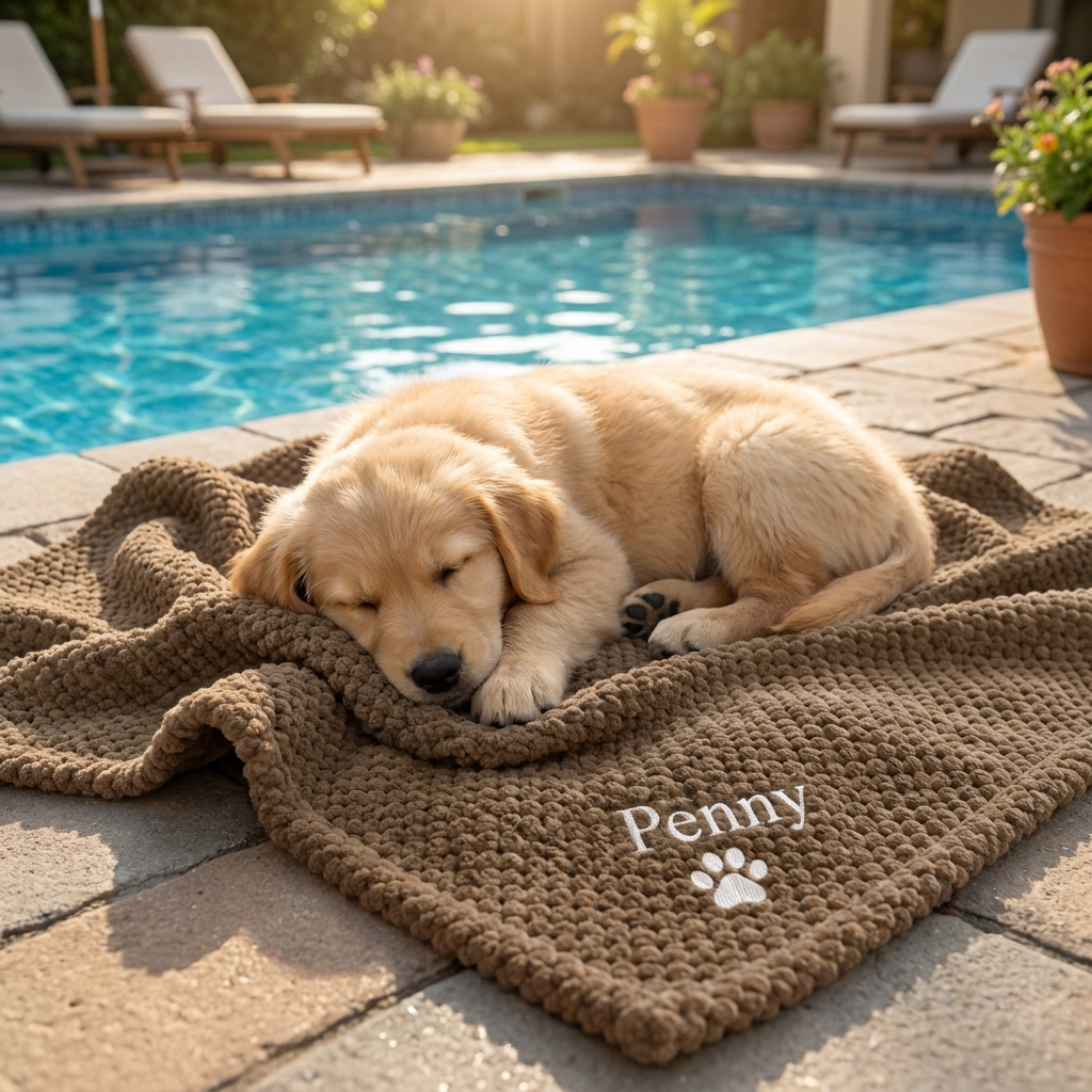 Personalisierte Flauschige Hundedecke Mit Individueller Stickerei