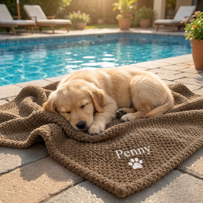 Personalisierte Flauschige Hundedecke Mit Individueller Stickerei