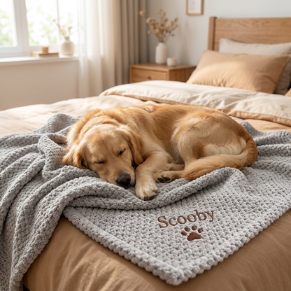 Personalisierte Flauschige Hundedecke Mit Individueller Stickerei