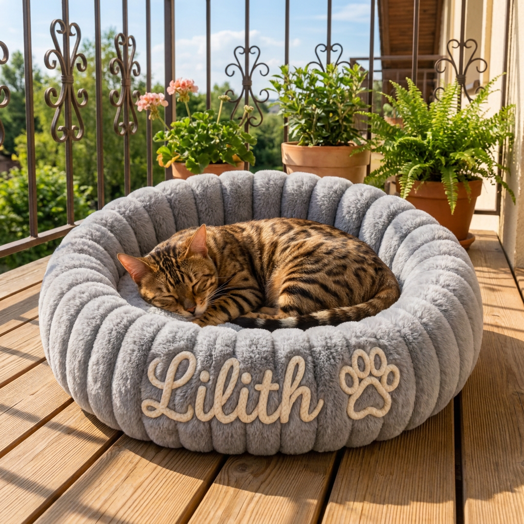 Personalisiertes Rundes flauschiges Katzenbett