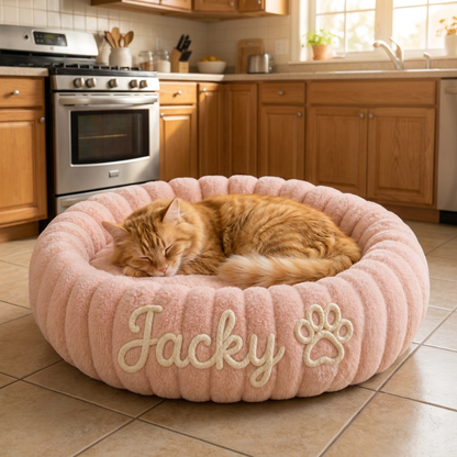 Personalisiertes Rundes flauschiges Katzenbett