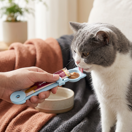 Leckerlöffel für Katzen – Nassfutter- & Snackspender mit langem Griff