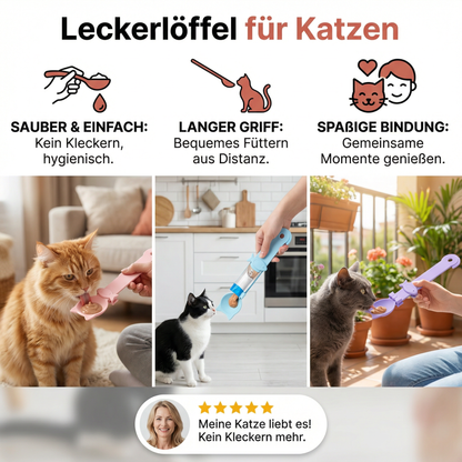 Leckerlöffel für Katzen – Nassfutter- & Snackspender mit langem Griff