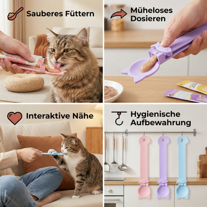 Leckerlöffel für Katzen – Nassfutter- & Snackspender mit langem Griff