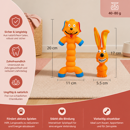 Robustes Hundekauspielzeug aus Naturlatex zur Zahnreinigung