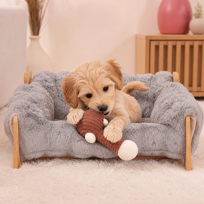 Luxuriöses, erhöhtes Hundebett aus Massivholz