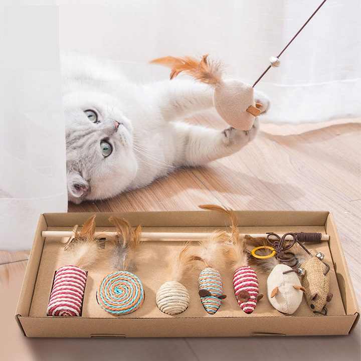 Handgefertigtes 7 Teiliges Premium Katzen Spielset
