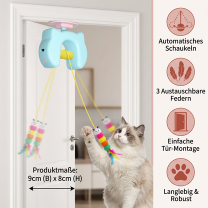 Interaktives Katzen-Spielzeug mit Feder & Auto-Schaukel – Elektrisches Tür-Hängespiel für Katzen