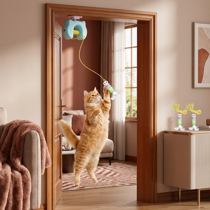 Interaktives Katzen-Spielzeug mit Feder & Auto-Schaukel – Elektrisches Tür-Hängespiel für Katzen