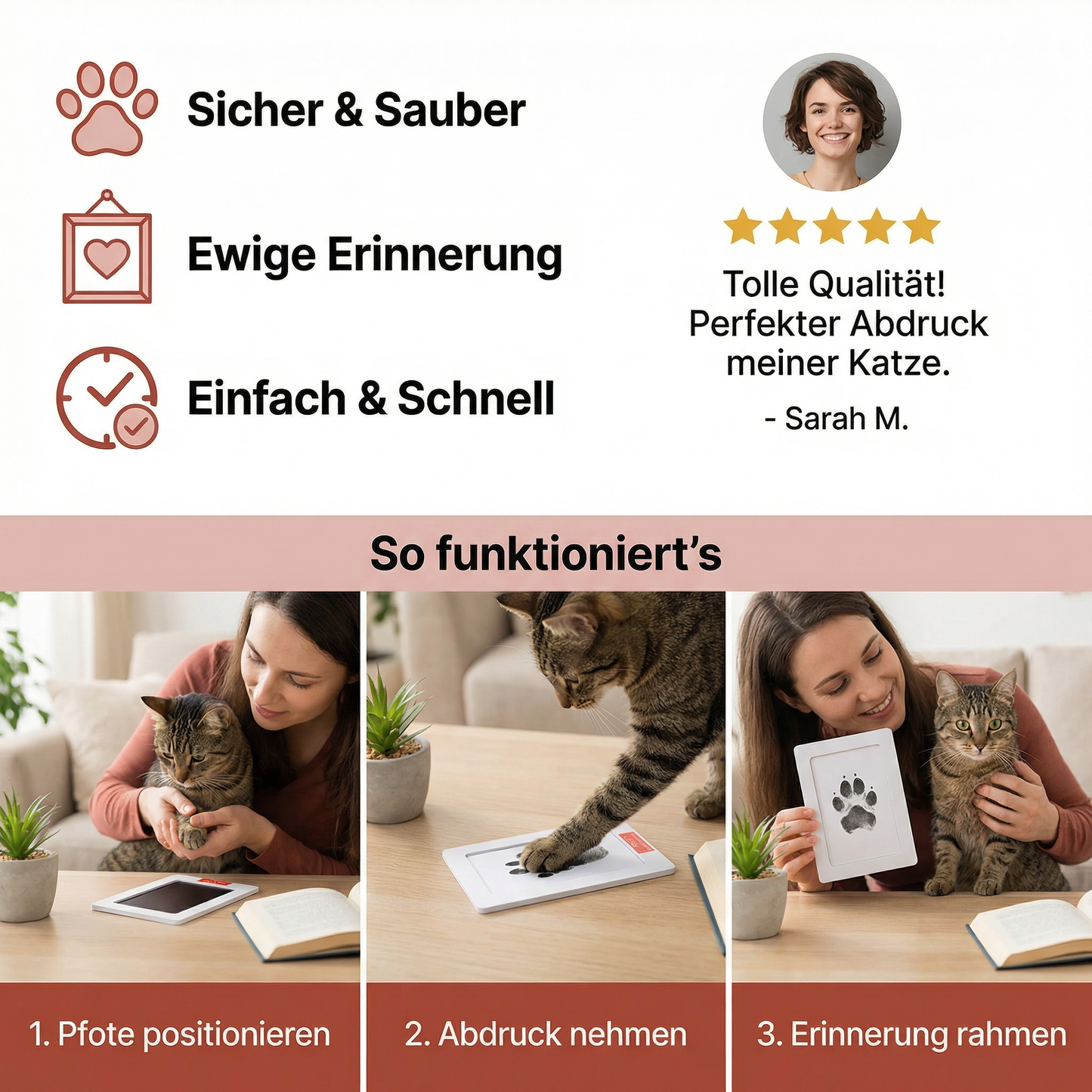 Haustier Pfoten- & Nasenabdruck-Set – DIY Erinnerungsset für Katzen