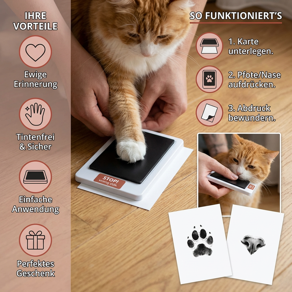 Haustier Pfoten- & Nasenabdruck-Set – DIY Erinnerungsset für Katzen