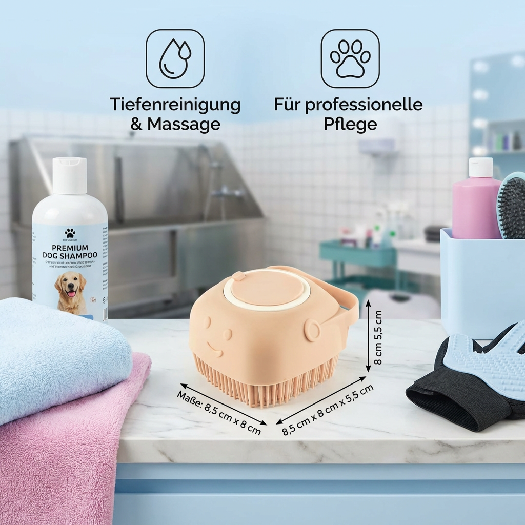 Praktische 2-in-1 Profi Hundebadebürste – Tiefenreinigung & Massage in einem Schritt