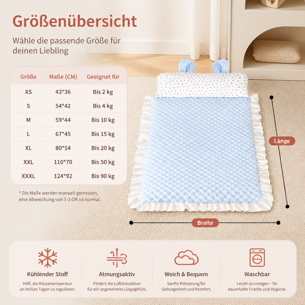 Kühlendes Hundebett für heiße Tage – weich, waschbar & bequem