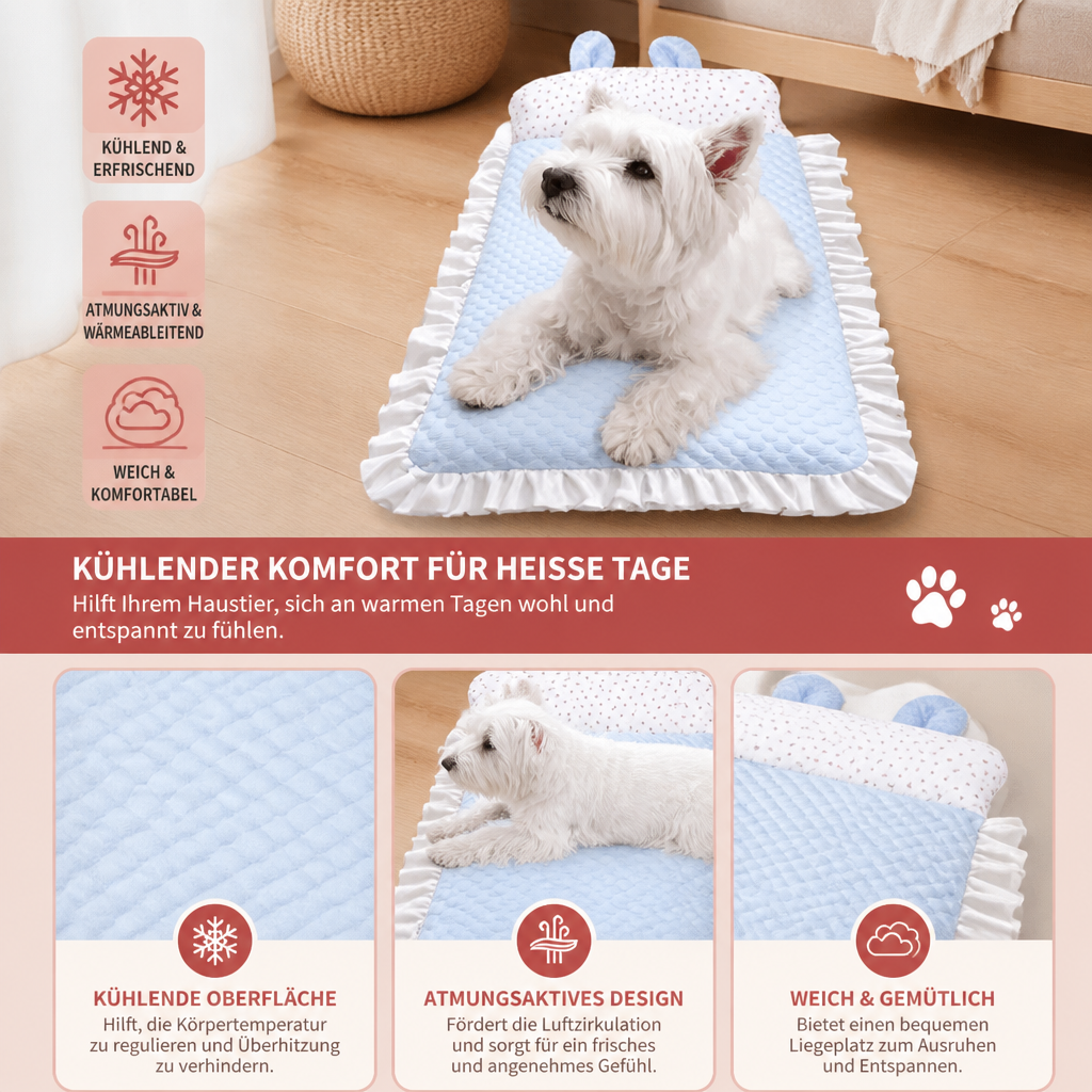 Kühlendes Hundebett für heiße Tage – weich, waschbar & bequem