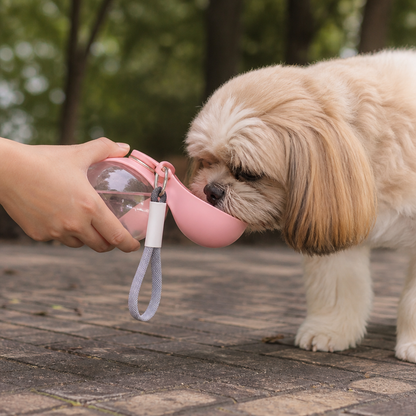 Kugelförmige 2-in-1 Trinkflasche für Hunde – Auslaufsichere Wasserflasche mit Silikonnapf