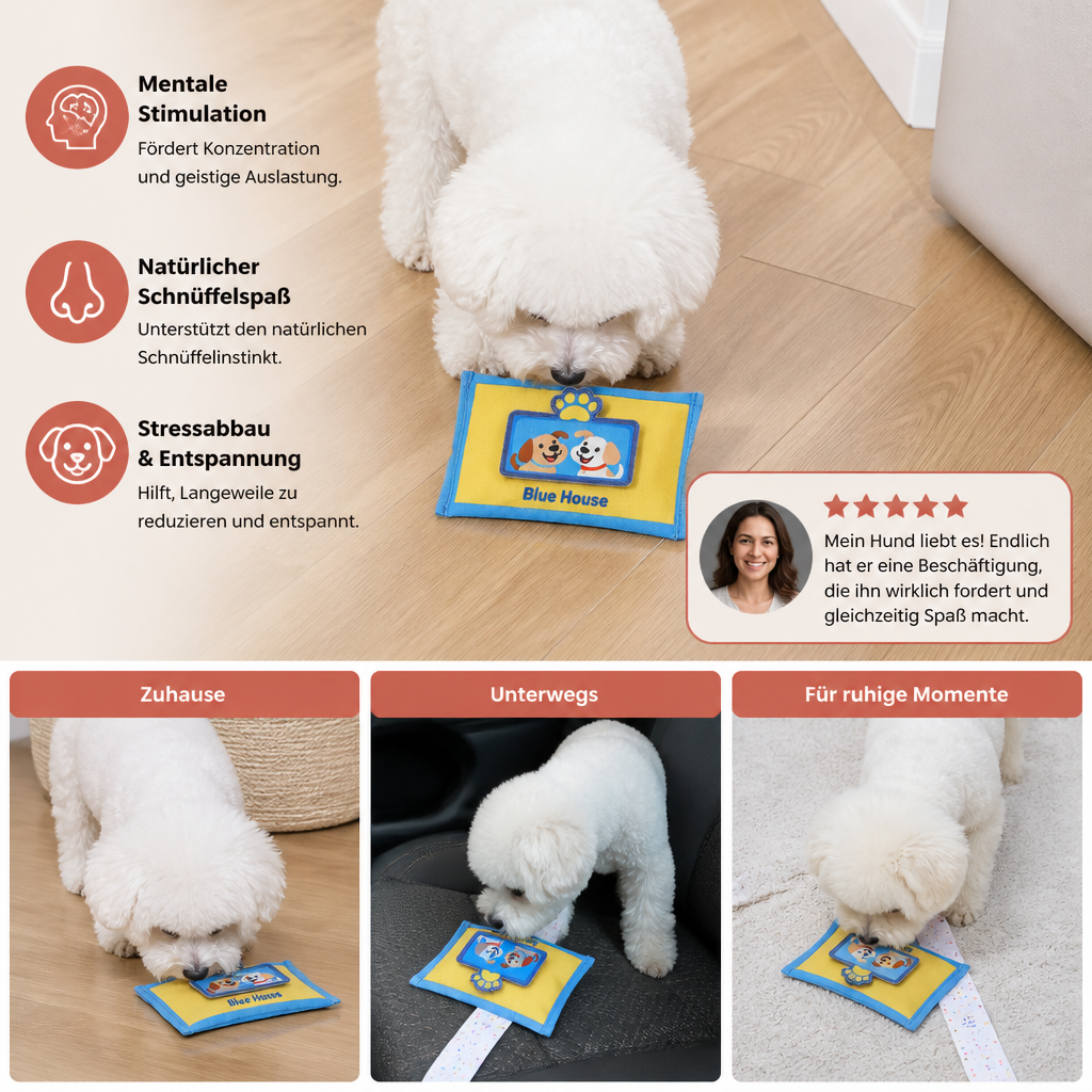 Langlebiges Schnüffelspielzeug für Hunde im Tuchbox Design – Mit Versteckfach & Quietschfunktion