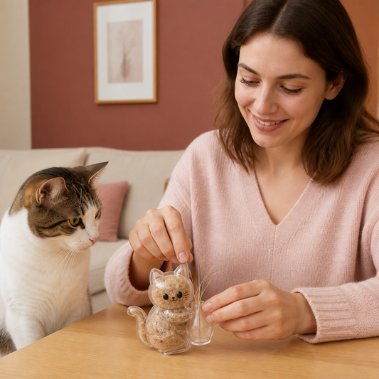 Katzenmagnet als Andenken an die Schnurrhaare – Erinnerung an Fell und Schnurrhaare