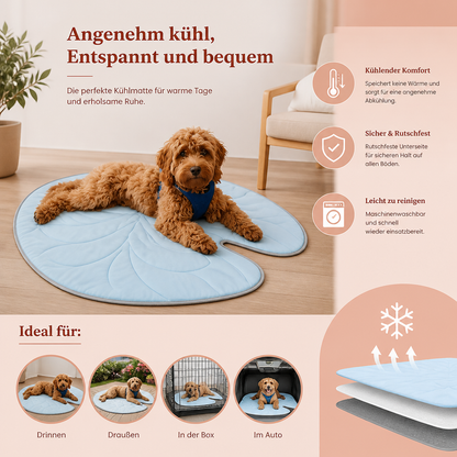 Kühlende Haustiermatte in Blattform – Waschbare Sommermatte mit rutschfester Unterseite