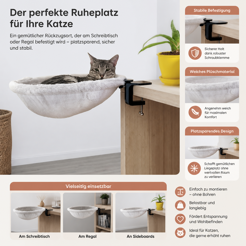 Hochwertige Hängematte für Katzen für Schreibtische und Regale