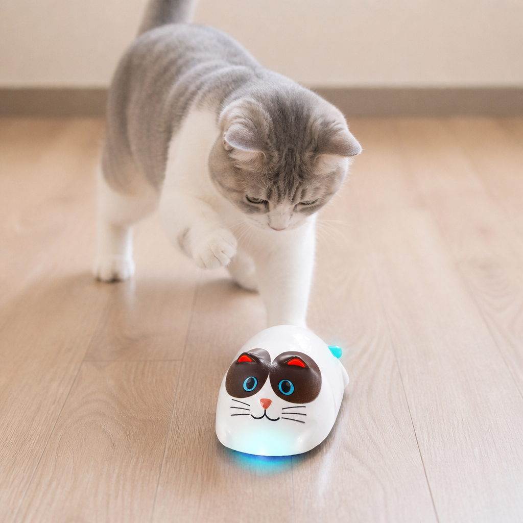 Berührungsgesteuertes intelligentes Katzenspielzeug in Roboterform