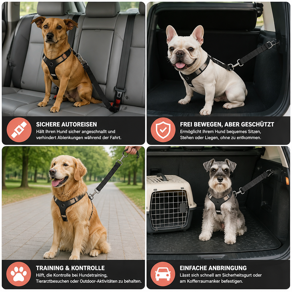Verstellbarer Hunde Sicherheitsgurt für Sichere und Komfortable Autofahrten