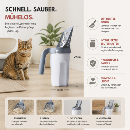 Katzenstreuschaufel mit Beutelhalter für Schnelle und Saubere Reinigung