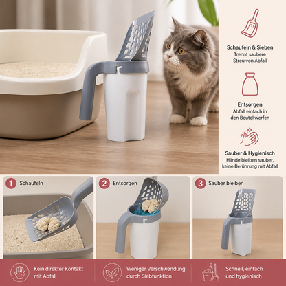 Katzenstreuschaufel mit Beutelhalter für Schnelle und Saubere Reinigung