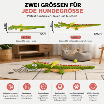 Robustes Plüsch-Drachen-Hundespielzeug – quietschendes Knister-Zerrspielzeug