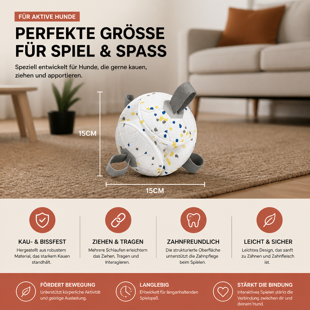 Umweltfreundlicher, unzerstörbarer Hundeball – bissfestes, interaktives Zieh- und Apportierspielzeug
