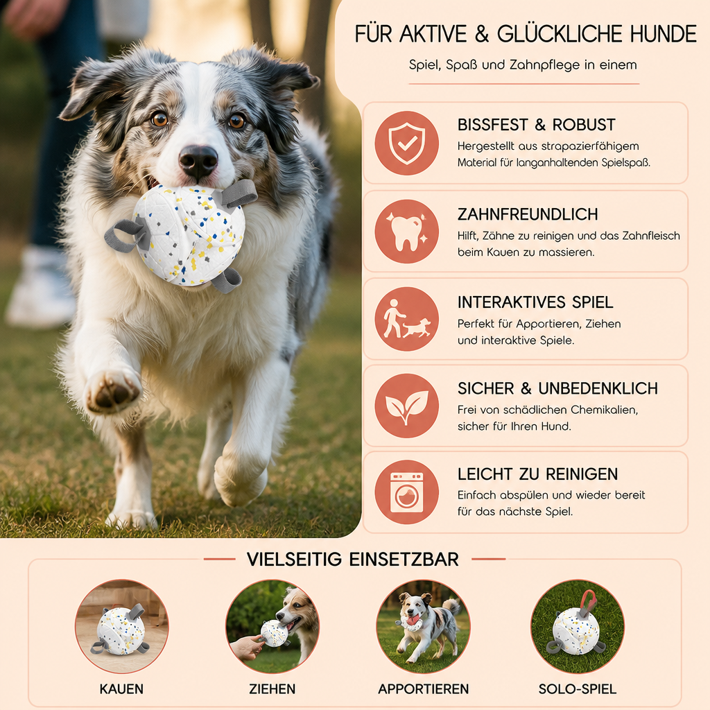 Umweltfreundlicher, unzerstörbarer Hundeball – bissfestes, interaktives Zieh- und Apportierspielzeug
