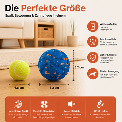 Interaktiver, wiederaufladbarer Hundeball – intelligentes Roll- und Zahnpflege-Kauspielzeug