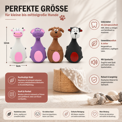 Robustes, umweltfreundliches Latex-Hundespielzeug mit Quietscher & Zahnpflege