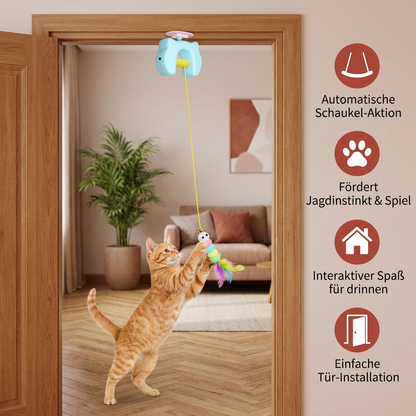 Interaktives Katzen-Spielzeug mit Feder & Auto-Schaukel – Elektrisches Tür-Hängespiel für Katzen