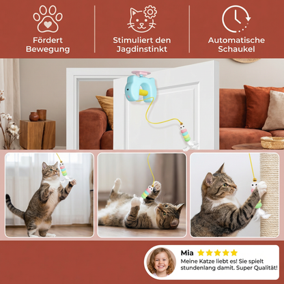 Interaktives Katzen-Spielzeug mit Feder & Auto-Schaukel – Elektrisches Tür-Hängespiel für Katzen