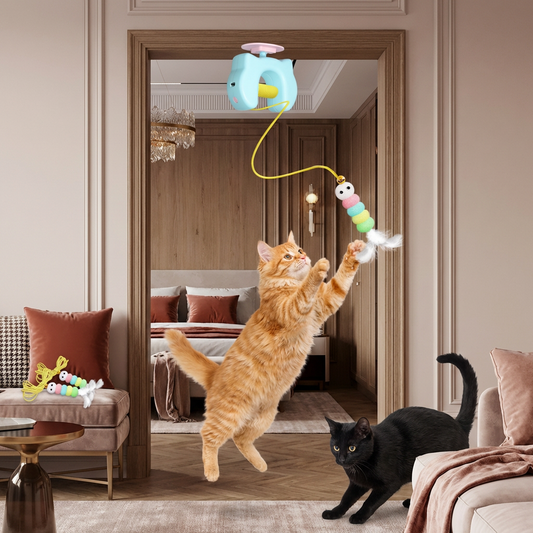 Interaktives Katzen-Spielzeug mit Feder & Auto-Schaukel – Elektrisches Tür-Hängespiel für Katzen