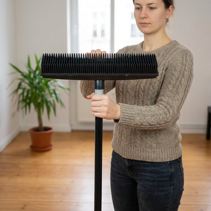 Tierhaar-Entferner Besen mit Teleskopstiel – Für Teppich, Sofa & Tierbetten