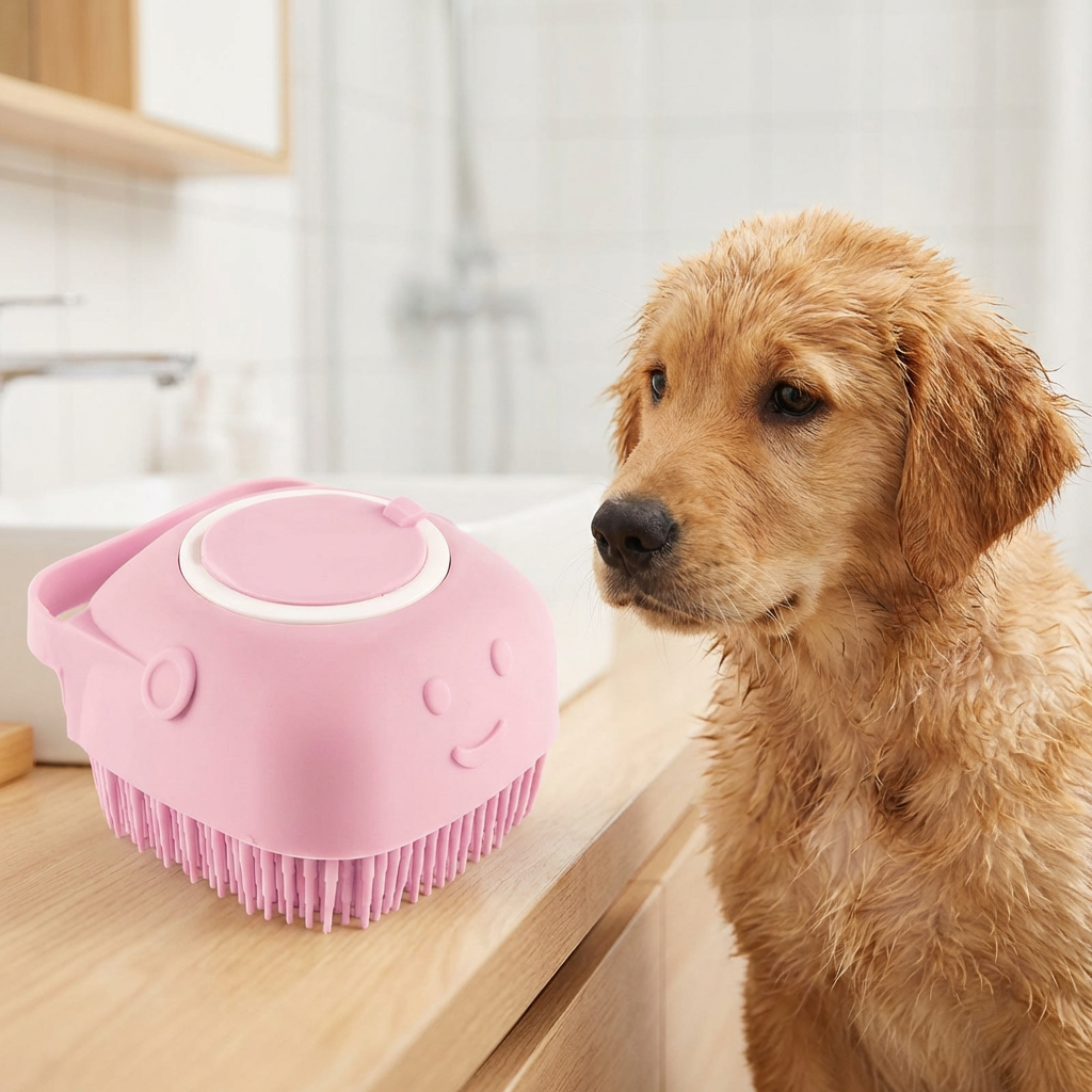 Praktische 2-in-1 Profi Hundebadebürste – Tiefenreinigung & Massage in einem Schritt