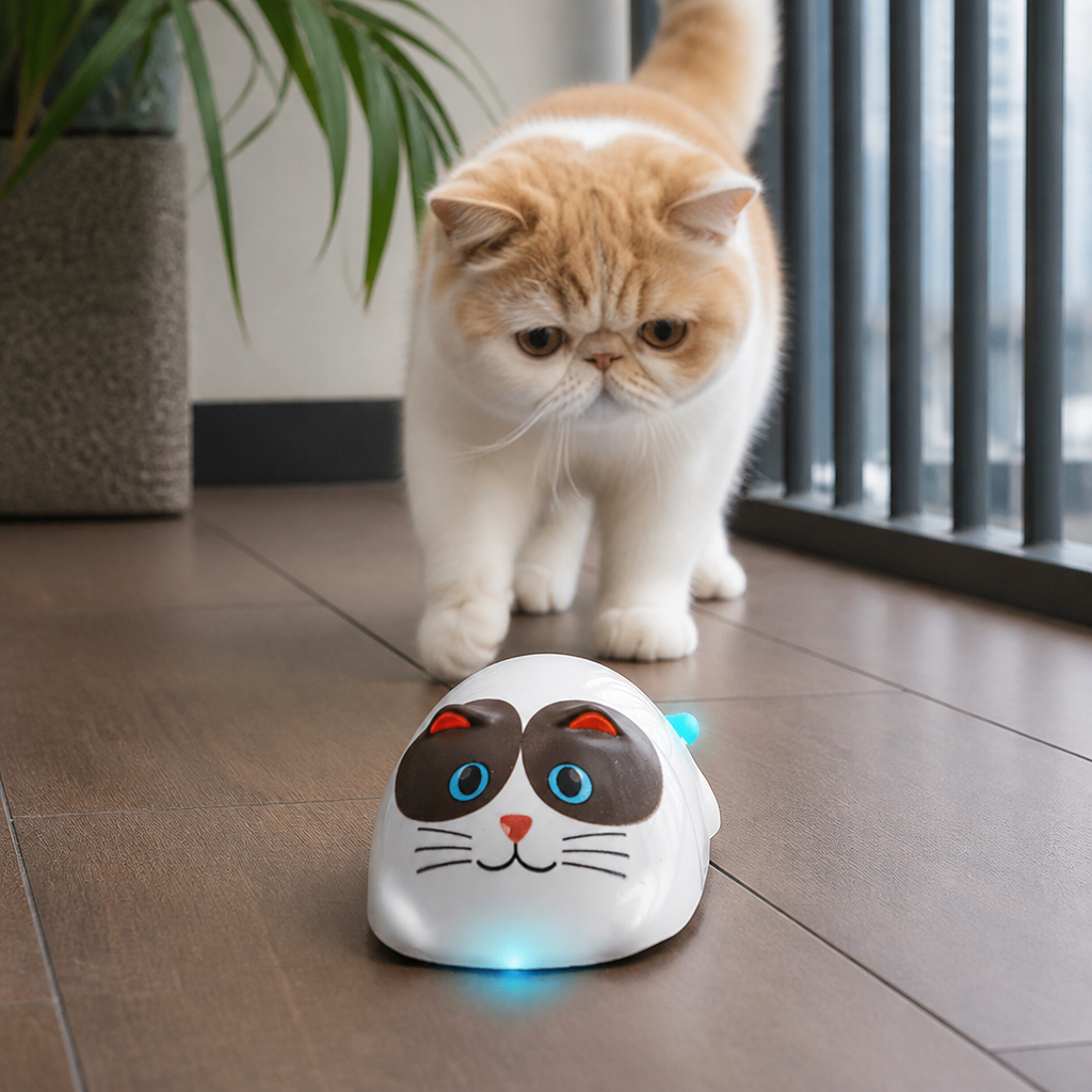 Berührungsgesteuertes intelligentes Katzenspielzeug in Roboterform