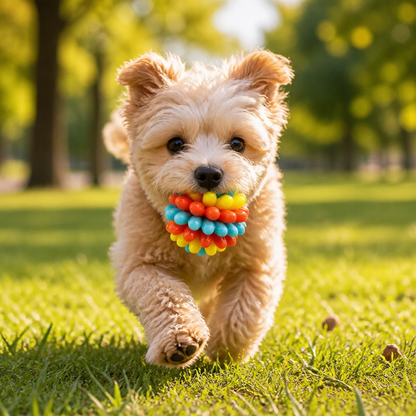 Bunter Hundekau-Ball mit Noppen