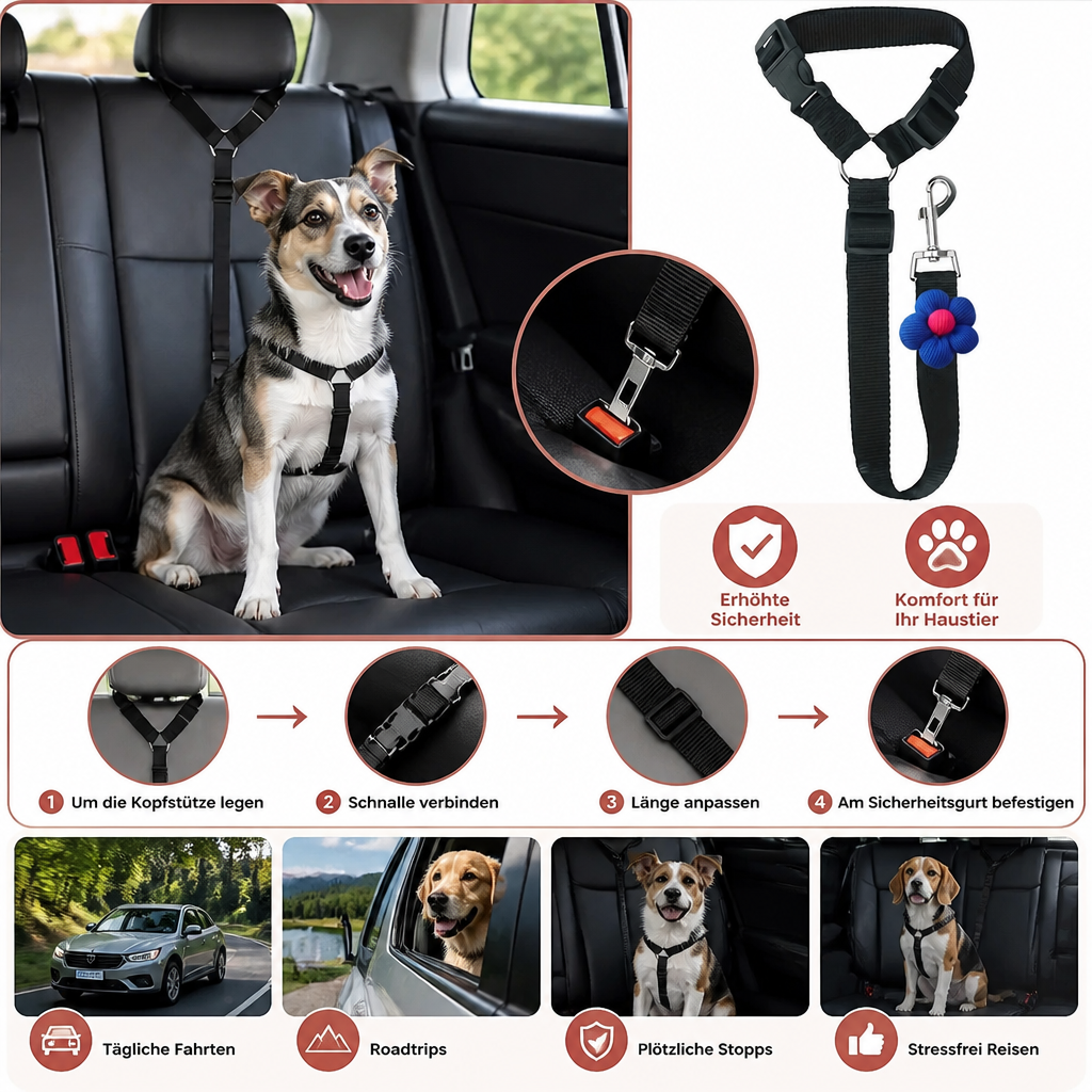 Verstellbarer Hunde Sicherheitsgurt für Sichere und Komfortable Autofahrten