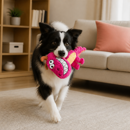 Robustes Plüsch-Drachen-Hundespielzeug – quietschendes Knister-Zerrspielzeug
