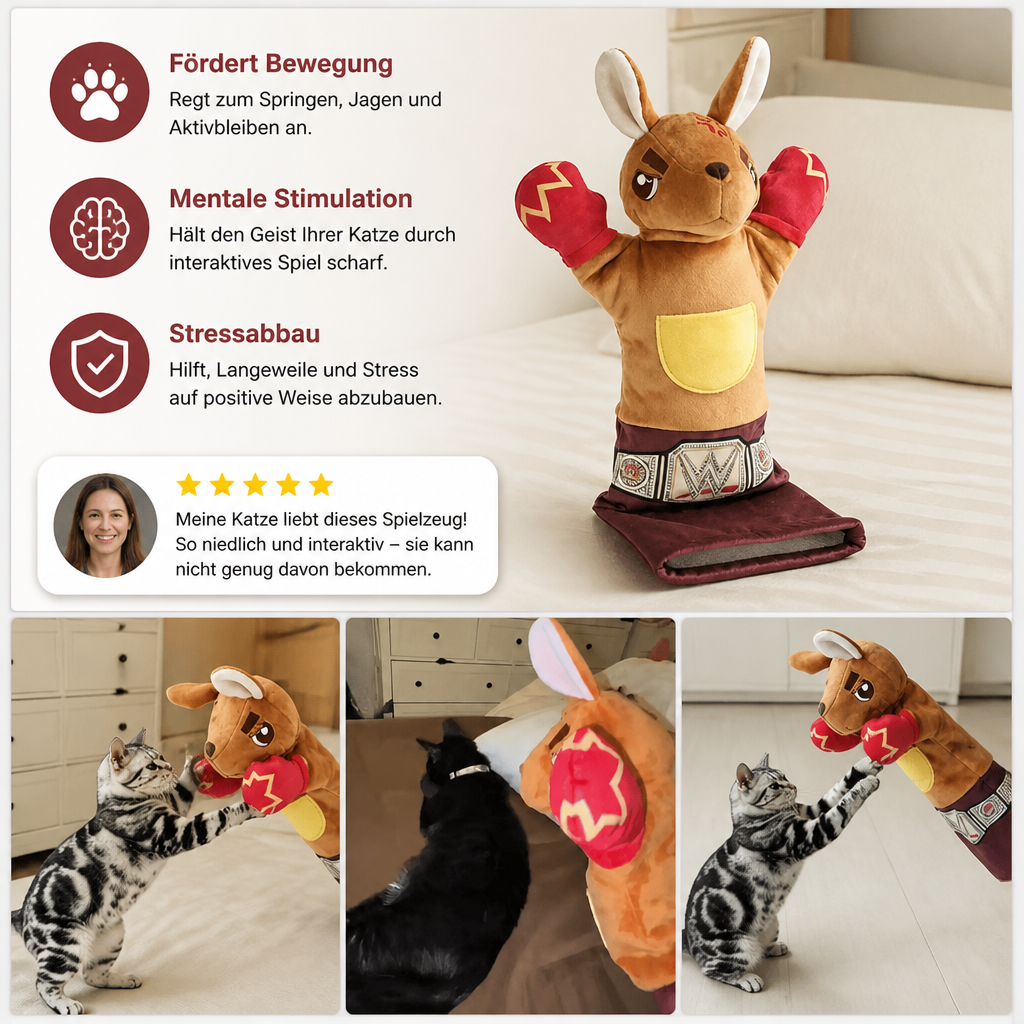 Interaktives Känguru-Box-Handpuppen-Spielzeug für Katzen