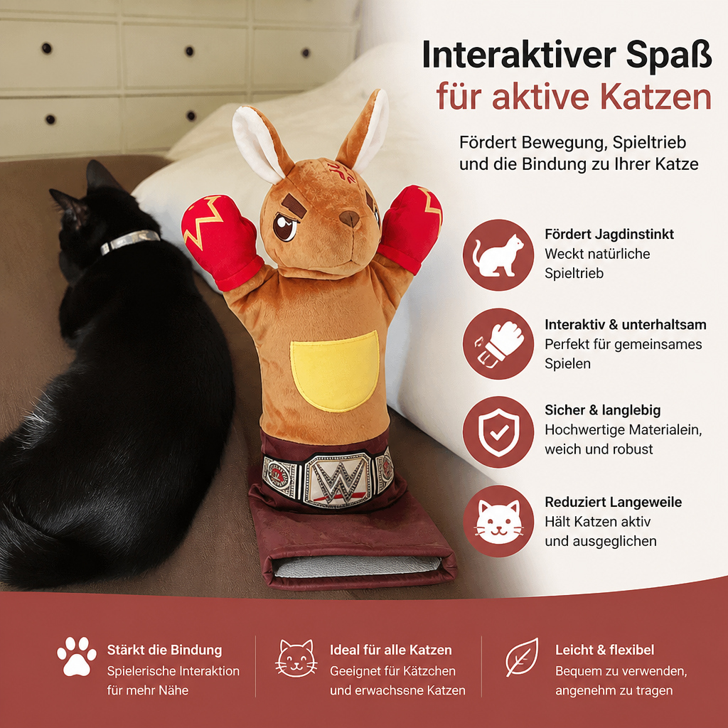 Interaktives Känguru-Box-Handpuppen-Spielzeug für Katzen