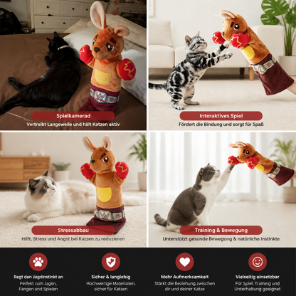 Interaktives Känguru-Box-Handpuppen-Spielzeug für Katzen