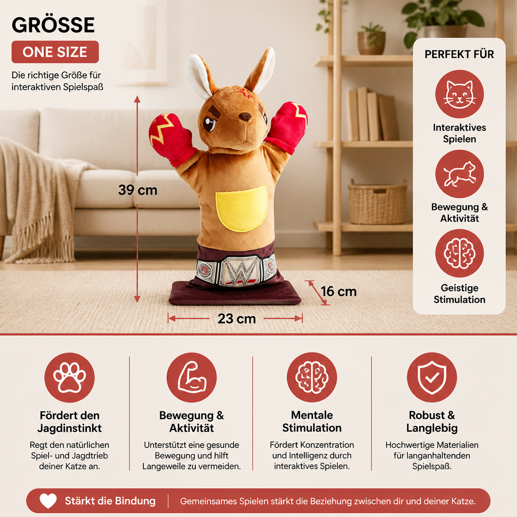 Interaktives Känguru-Box-Handpuppen-Spielzeug für Katzen